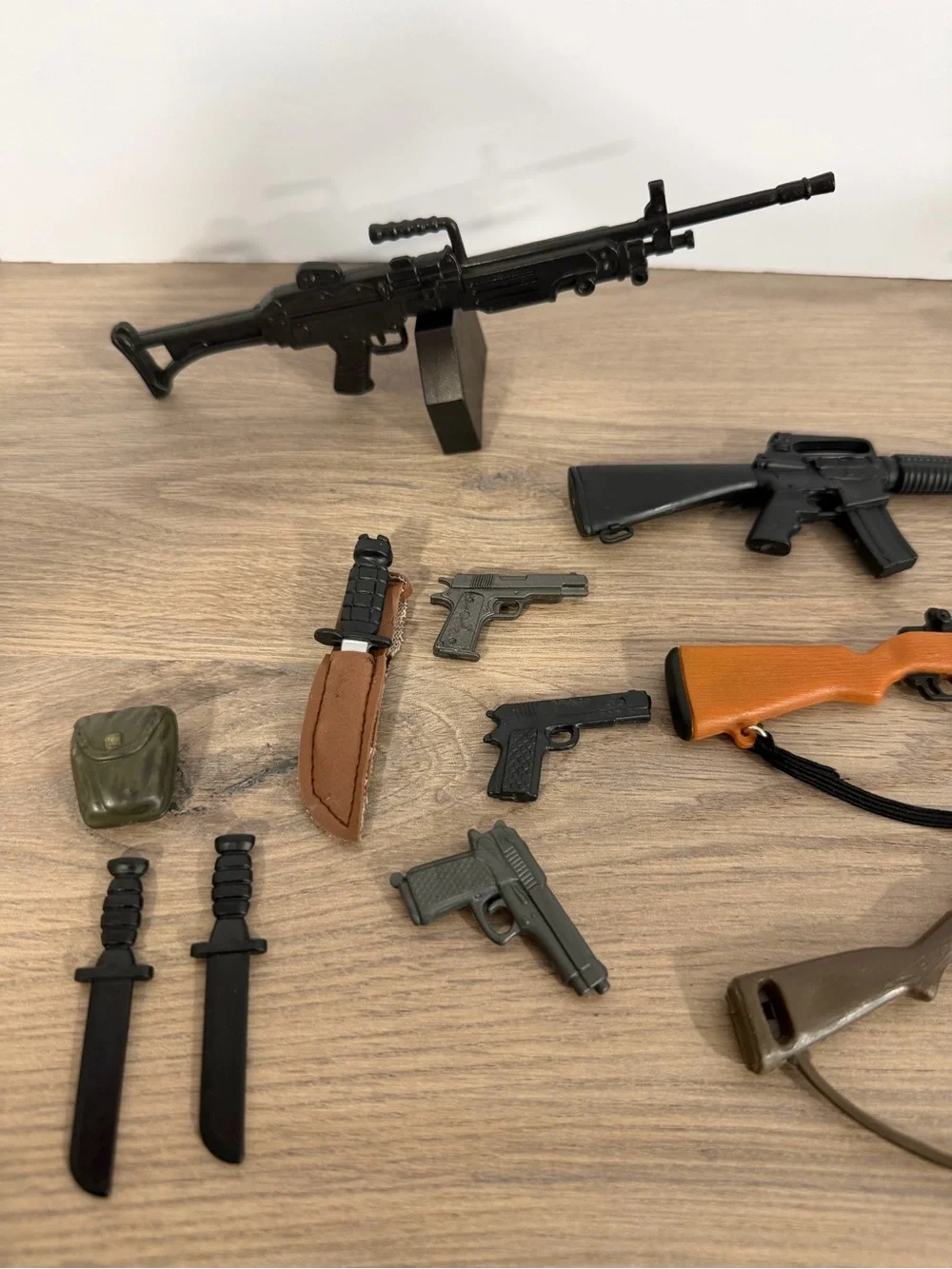 Assorted Toy Military Rifles and Accessories - Black & Brown
